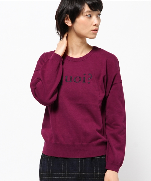 OUTLET（アウトレット）の「【CAPRICIEUX LE'MAGE】ロゴ刺繍コットンプルオーバー（ニット/セーター・レディース・グレー/ボルドー・FREE）」の2枚目の写真