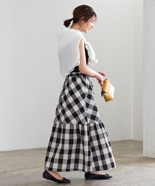 KOBE LETTUCE(コウベレタス)の「バックウエストゴムロングティアードスカート(スカート・レディース・ブラック系その他/イエロー/ミント/ブラック系その他2・FREE)」の18枚目の写真