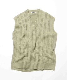 カラーケーブルニットベスト　ケーブル/ベスト/レイヤード