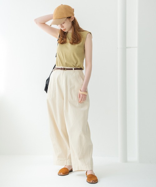 Crisp（クリスプ）の「バックオープンスラブTシャツ（Tシャツ/カットソー・レディース・ベージュ/ピンク/グリーン・FREE）」の4枚目の写真