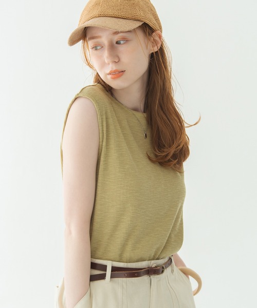 Crisp（クリスプ）の「バックオープンスラブTシャツ（Tシャツ/カットソー・レディース・ベージュ/ピンク/グリーン・FREE）」の6枚目の写真