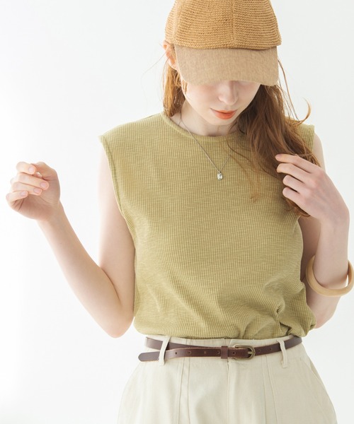 Crisp（クリスプ）の「バックオープンスラブTシャツ（Tシャツ/カットソー・レディース・ベージュ/ピンク/グリーン・FREE）」の7枚目の写真