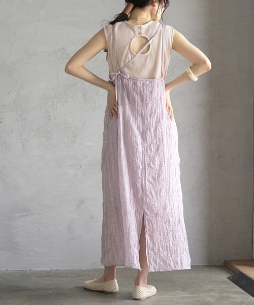 Crisp（クリスプ）の「バックオープンスラブTシャツ（Tシャツ/カットソー・レディース・ベージュ/ピンク/グリーン・FREE）」の12枚目の写真