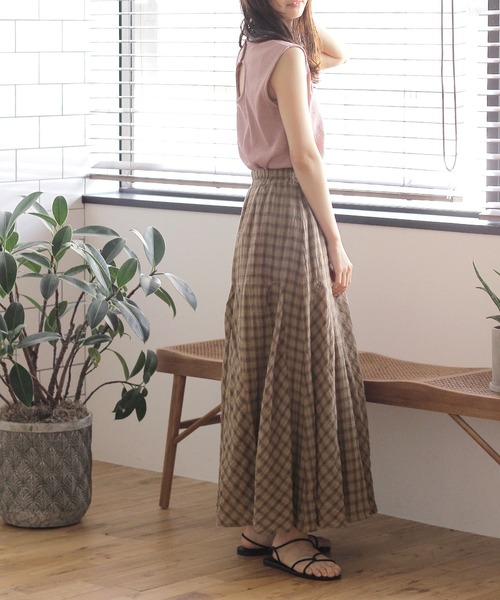 Crisp（クリスプ）の「バックオープンスラブTシャツ（Tシャツ/カットソー・レディース・ベージュ/ピンク/グリーン・FREE）」の19枚目の写真