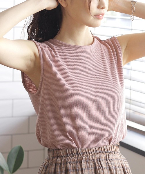 Crisp（クリスプ）の「バックオープンスラブTシャツ（Tシャツ/カットソー・レディース・ベージュ/ピンク/グリーン・FREE）」の22枚目の写真