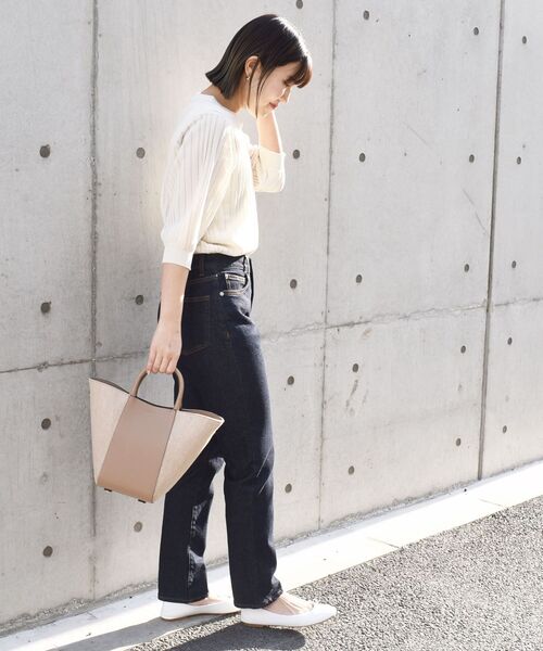 SHIPS（シップス）の「〈手洗い可能〉 ペーパーポリ シアー クルーネック プルオーバー ◆（ニット/セーター・レディース・オフホワイト/ベージュ系/ブルー/オレンジ/ブラック・ONE SIZE）」の15枚目の写真