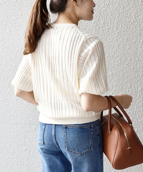 SHIPS（シップス）の「〈手洗い可能〉 ペーパーポリ シアー クルーネック プルオーバー ◆（ニット/セーター・レディース・オフホワイト/ベージュ系/ブルー/オレンジ/ブラック・ONE SIZE）」の16枚目の写真