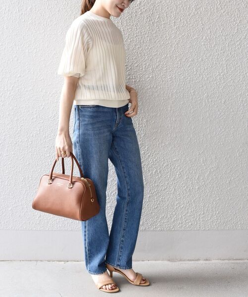 SHIPS（シップス）の「〈手洗い可能〉 ペーパーポリ シアー クルーネック プルオーバー ◆（ニット/セーター・レディース・オフホワイト/ベージュ系/ブルー/オレンジ/ブラック・ONE SIZE）」の21枚目の写真