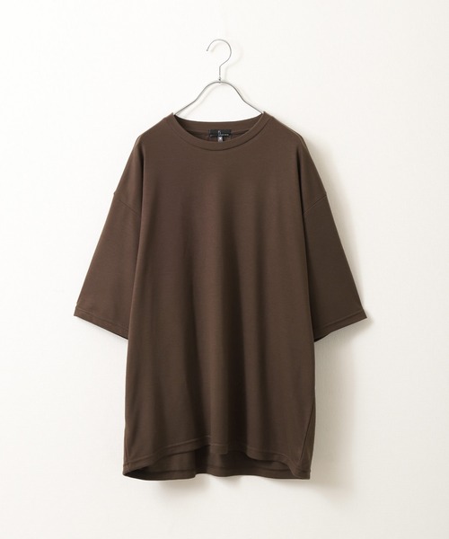 ZIP FIVE（ジップファイブ）の「【ZIP FIVE】ドレープ 5分袖ビッグシルエットカットソー/無地 5分袖Tシャツ（Tシャツ/カットソー・メンズ・カーキ/ブルー/ブラック/ホワイト/ブラウン/グリーン/チャコール・MEDIUM/LARGE）」の18枚目の写真