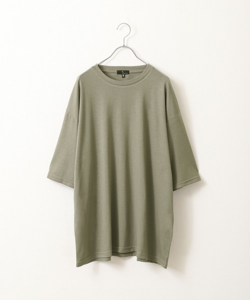 ZIP FIVE（ジップファイブ）の「【ZIP FIVE】ドレープ 5分袖ビッグシルエットカットソー/無地 5分袖Tシャツ（Tシャツ/カットソー・メンズ・カーキ/ブルー/ブラック/ホワイト/ブラウン/グリーン/チャコール・MEDIUM/LARGE）」の17枚目の写真