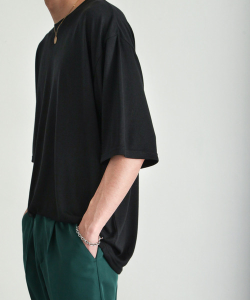 ZIP FIVE（ジップファイブ）の「【ZIP FIVE】ドレープ 5分袖ビッグシルエットカットソー/無地 5分袖Tシャツ（Tシャツ/カットソー・メンズ・カーキ/ブルー/ブラック/ホワイト/ブラウン/グリーン/チャコール・MEDIUM/LARGE）」の9枚目の写真