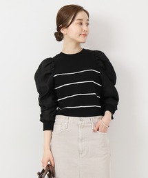 IENA | ファブリックコンビリブプルオーバー(ニット/セーター)