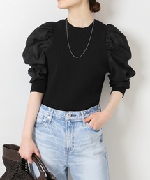 IENA | ファブリックコンビリブプルオーバー(ニット/セーター)