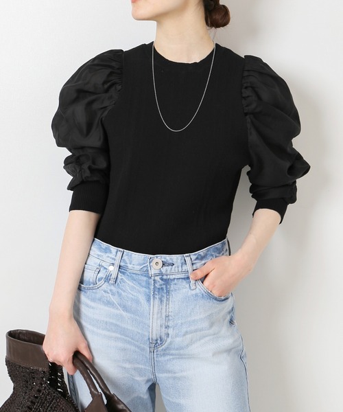 IENA（イエナ）の「ファブリックコンビリブプルオーバー（ニット/セーター・レディース・ブラック系その他/ブラック・FREE）」の5枚目の写真