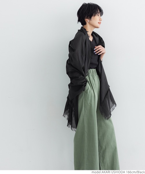 coca(coca)(コカ)の「ふんわりガーゼストール(ストール/ショール・レディース・ブラック/アイボリー/ライトピンク・ONE SIZE)」の5枚目の写真