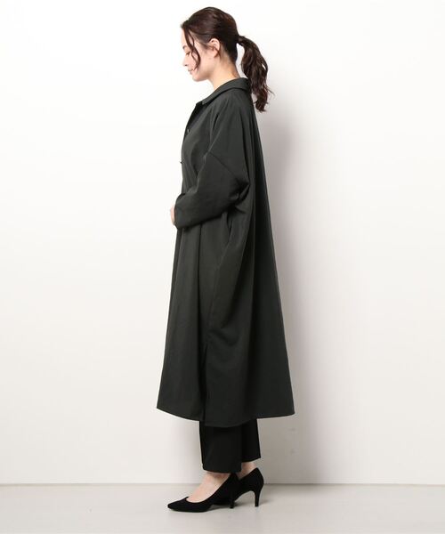 mizuiroind（ミズイロインド）の「mizuiro ind ワイドシャツライクコート（ステンカラーコート・レディース・チャコールグレー/ライトグレー/ブラック/ネイビー・FREE）」の7枚目の写真
