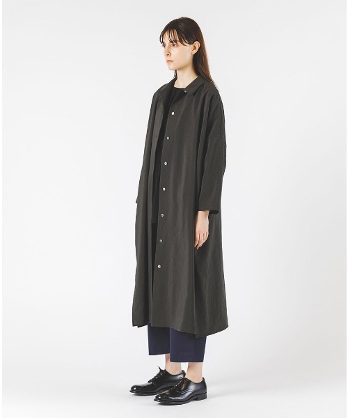 mizuiroind（ミズイロインド）の「mizuiro ind ワイドシャツライクコート（ステンカラーコート・レディース・チャコールグレー/ライトグレー/ブラック/ネイビー・FREE）」の22枚目の写真