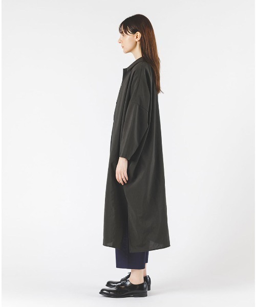 mizuiroind（ミズイロインド）の「mizuiro ind ワイドシャツライクコート（ステンカラーコート・レディース・チャコールグレー/ライトグレー/ブラック/ネイビー・FREE）」の11枚目の写真