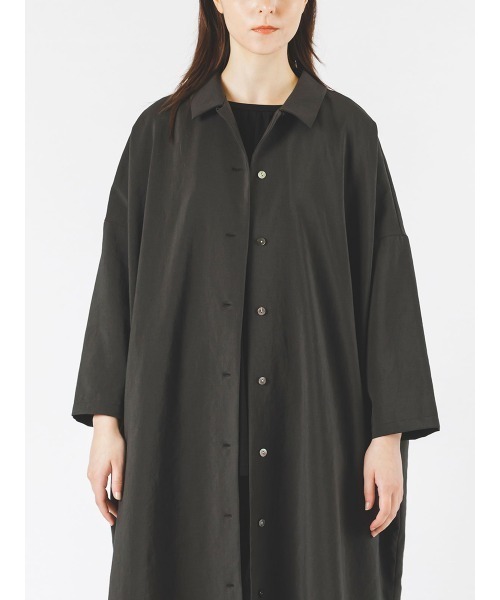 mizuiroind（ミズイロインド）の「mizuiro ind ワイドシャツライクコート（ステンカラーコート・レディース・チャコールグレー/ライトグレー/ブラック/ネイビー・FREE）」の14枚目の写真