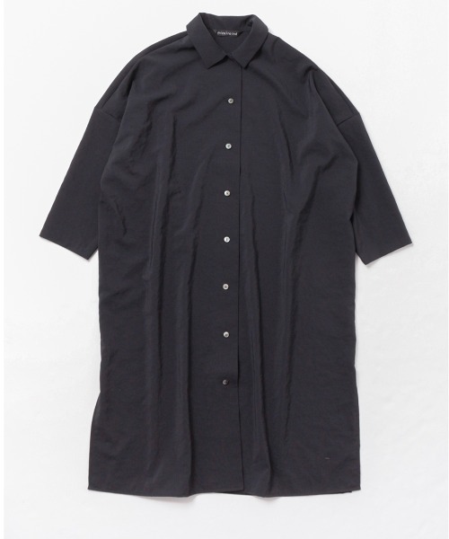 mizuiroind（ミズイロインド）の「mizuiro ind ワイドシャツライクコート（ステンカラーコート・レディース・チャコールグレー/ライトグレー/ブラック/ネイビー・FREE）」の13枚目の写真