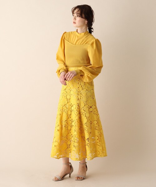 OPAQUE.CLIP（オペークドットクリップ）の「◆フラワーレースマーメイドスカート（スカート・レディース・マスタード/ライトベージュ/ガンメタ・38/36）」の4枚目の写真