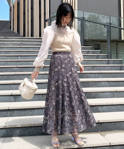 OPAQUE.CLIP（オペークドットクリップ）の「◆フラワーレースマーメイドスカート（スカート・レディース・マスタード/ライトベージュ/ガンメタ・38/36）」の10枚目の写真