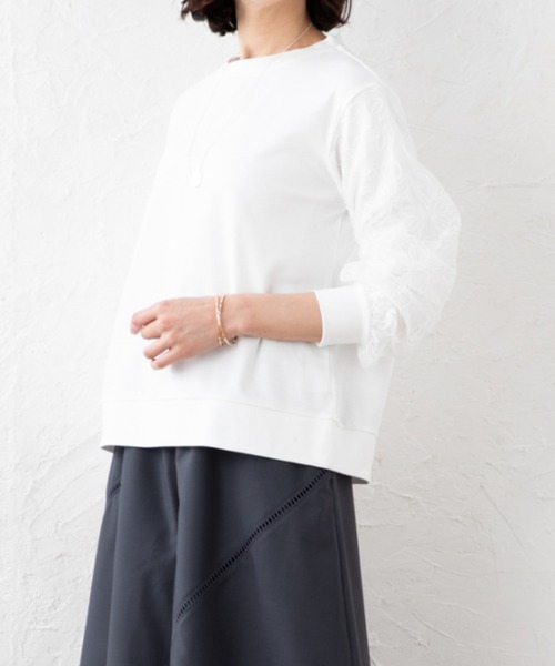 セール】チュール刺繍切替ポンチプルオーバー（その他トップス