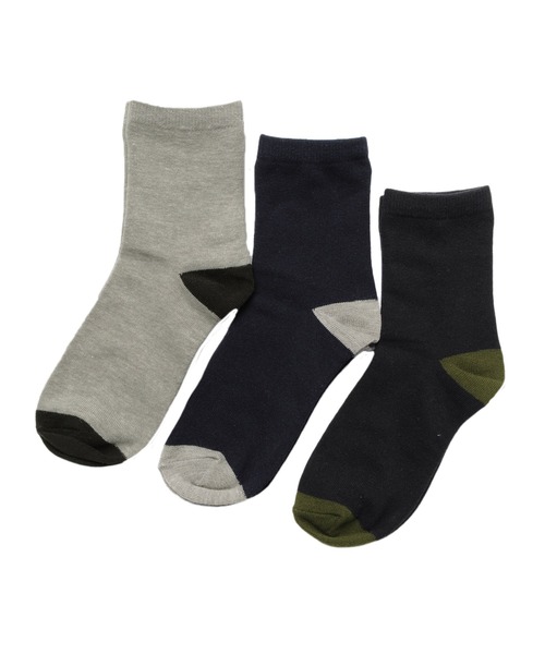 GLAZOS(グラソス)の「レギュラー丈・ソックス3足セット(ソックス/靴下・キッズ・カーキ/ブラック/オフホワイト/グレー/ネイビー・19cm/13cm/22cm/16cm)」の3枚目の写真
