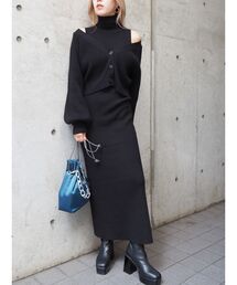 アンサンブルロングニットワンピース