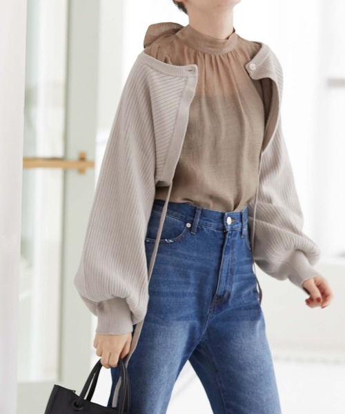 archives(アルシーヴ)の「マルチwayニットボレロカーディガン(カーディガン/ボレロ・レディース・ブラック/ブルー/アイボリー/グレイッシュベージュ・MEDIUM)」の3枚目の写真