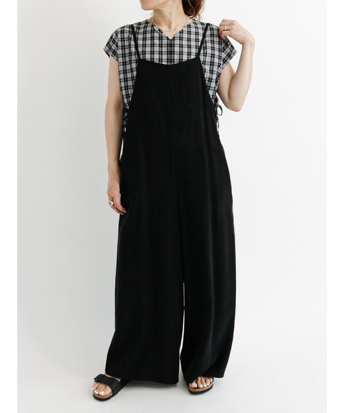 Samansa Mos2 blue（サマンサモスモスブルー）の「ウエストドロストチェックブラウス（シャツ/ブラウス・レディース・ベージュ/カーキ/サックスブルー・ﾌﾘ-）」の6枚目の写真