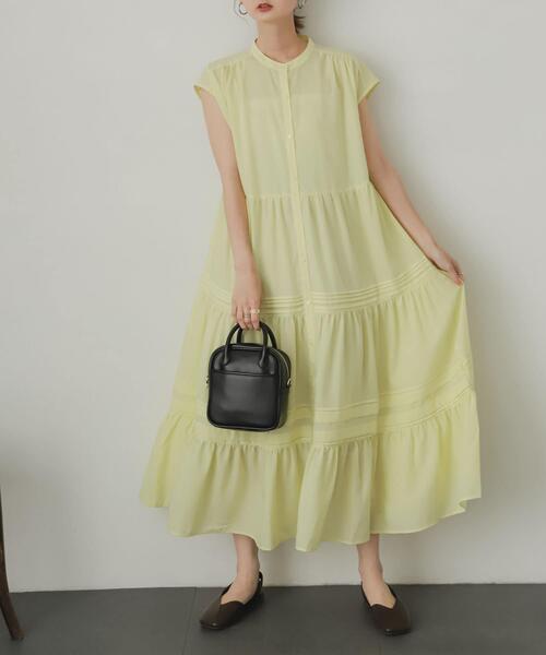 SENSE OF PLACE by URBAN RESEARCH（センスオブプレイスバイアーバンリサーチ）の「タックティアードワンピース（ワンピース・レディース・ブラック/オフホワイト/イエロー・ONE/S）」の20枚目の写真