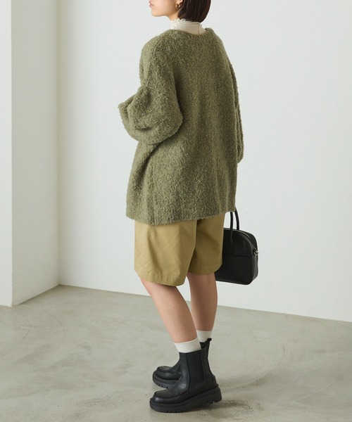 forksy.(フォルクシー)の「【forksy.】2wayブークレニットクルーネックカーディガン(カーディガン/ボレロ・レディース・ブラック/ピンク/イエロー/アイボリー/パープル系その他/パープル/オートミール/グリーン/ライトピンク/ライトグレー・FREE)」の12枚目の写真