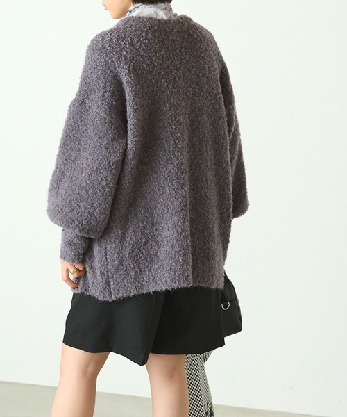 forksy.(フォルクシー)の「【forksy.】2wayブークレニットクルーネックカーディガン(カーディガン/ボレロ・レディース・ブラック/ピンク/イエロー/アイボリー/パープル系その他/パープル/オートミール/グリーン/ライトピンク/ライトグレー・FREE)」の17枚目の写真