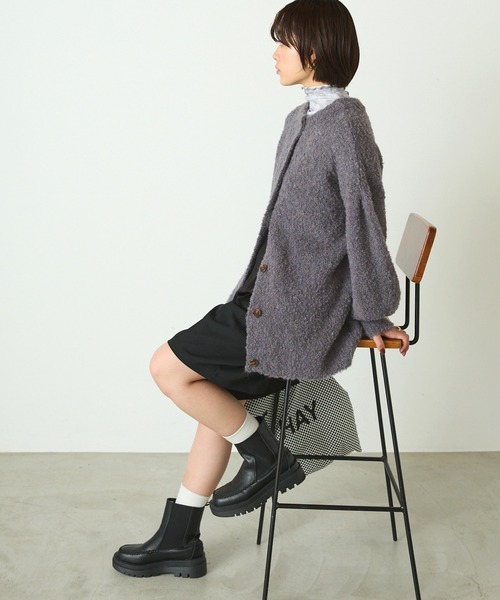 forksy.(フォルクシー)の「【forksy.】2wayブークレニットクルーネックカーディガン(カーディガン/ボレロ・レディース・ブラック/ピンク/イエロー/アイボリー/パープル系その他/パープル/オートミール/グリーン/ライトピンク/ライトグレー・FREE)」の19枚目の写真