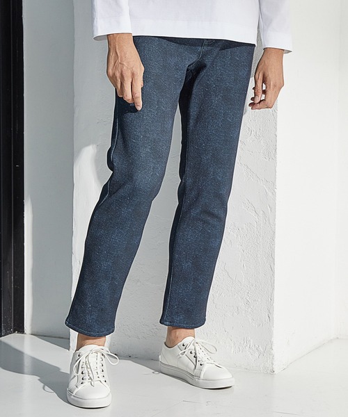 UNION STATION（ユニオンステーション）の「プリント裏起毛スリムイージーパンツ<セットアップ対応>（スウェットパンツ・メンズ・チャコールグレー/ブラウン系その他/ネイビー・LL/L/M/S）」の3枚目の写真