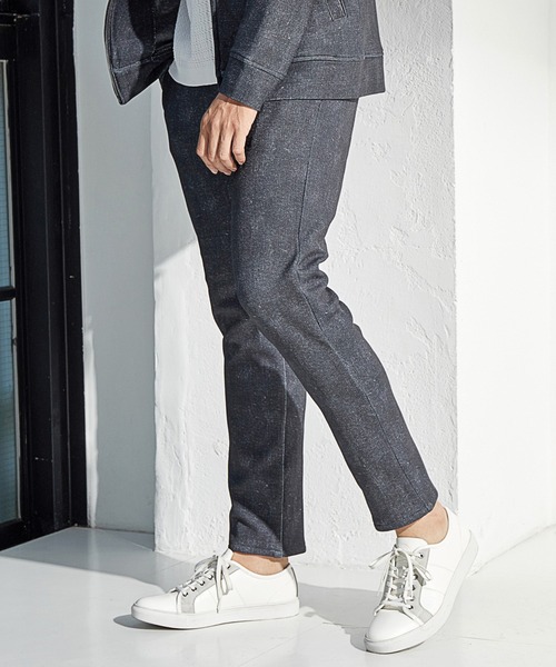 UNION STATION（ユニオンステーション）の「プリント裏起毛スリムイージーパンツ<セットアップ対応>（スウェットパンツ・メンズ・チャコールグレー/ブラウン系その他/ネイビー・LL/L/M/S）」の2枚目の写真