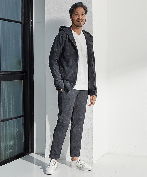 UNION STATION（ユニオンステーション）の「プリント裏起毛スリムイージーパンツ<セットアップ対応>（スウェットパンツ・メンズ・チャコールグレー/ブラウン系その他/ネイビー・LL/L/M/S）」の15枚目の写真