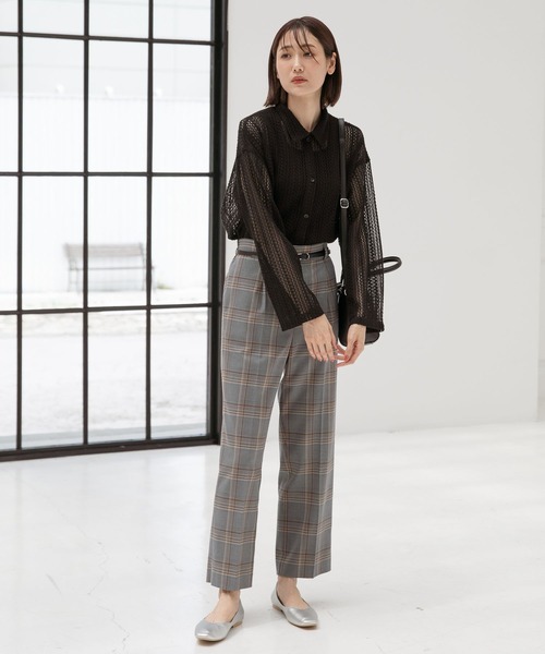 GLOBAL WORK（グローバルワーク）の「ラッセルレースシャツ/345928（シャツ/ブラウス・レディース・オフホワイト/ブラック/オレンジ・FREE）」の11枚目の写真