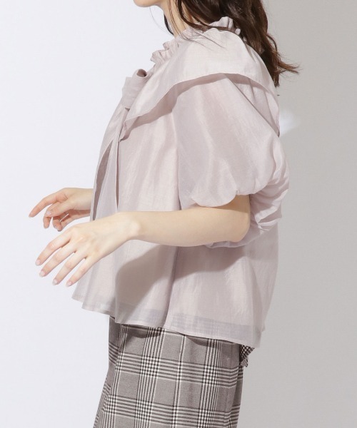 ウィルセレクション　フリル衿　BIG リボン　ブラウス　M くすみピンク ウィルセレクション フリル衿 BIG リボン ブラウス M くすみ