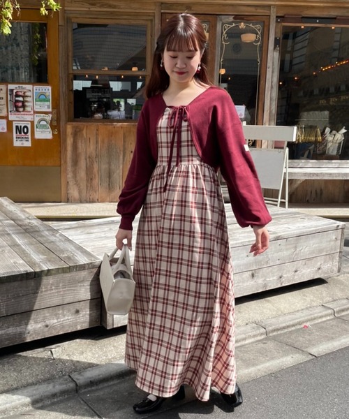 one after another NICE CLAUP(ワンアフターアナザーナイスクラップ)の「【スタッフ考案アイテム】ワンピースボレロセット(ワンピース・レディース・ブラック/ブラウン/ボルドー・FREE)」の4枚目の写真