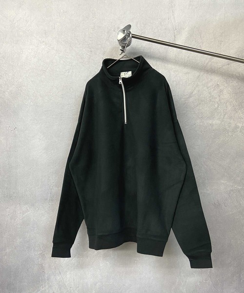 Beno(ビーノ)の「マイクロフリース リラックスオーバーシルエット ハーフジップ トレーナー(スウェット・メンズ・チャコールグレー/ブラック/ネイビー/オフホワイト/グリーン/ライトパープル/グレイッシュベージュ/グレイッシュブルー・S/M/L/XL)」の13枚目の写真