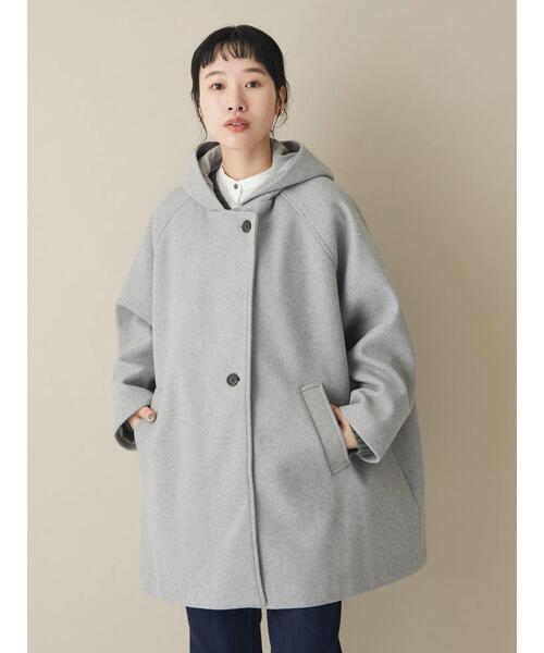CRAFT STANDARD BOUTIQUE(クラフトスタンダードブティック)の「ポンチョ風フードコート *◆(ポンチョ・レディース・ライトグレー/ダークネイビー・FREE)」の22枚目の写真