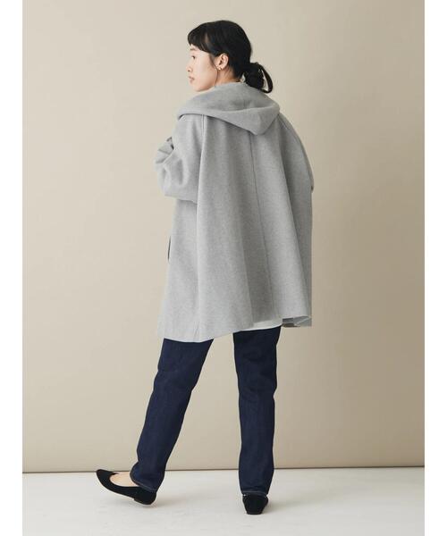 CRAFT STANDARD BOUTIQUE(クラフトスタンダードブティック)の「ポンチョ風フードコート *◆(ポンチョ・レディース・ライトグレー/ダークネイビー・FREE)」の16枚目の写真
