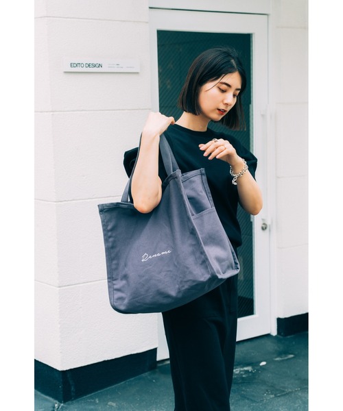 Rename（リネーム）の「【WEB限定カラー】Rename 帆布 BOXトートバッグ（トートバッグ・レディース・ダークグレー/ライトグレー系・FREE）」の21枚目の写真