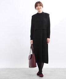 Reflect | 【WEB限定カラーあり/洗える】ベルテッドベスト＋ニットワンピース(ワンピース)
