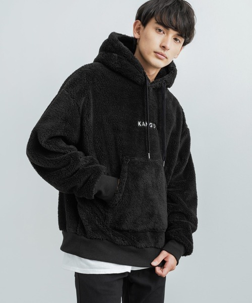 KANGOL(カンゴール)の「KANGOL 別注コラボ オーバーサイズ ボアフリースロゴ刺繍プルオーバーパーカー(パーカー・レディース・ブラック/ベージュ/ネイビー/グレー/オフホワイト/ホワイト系/ブラック系/ベージュ系/ネイビー系/グレー系・M/L/XL)」の11枚目の写真