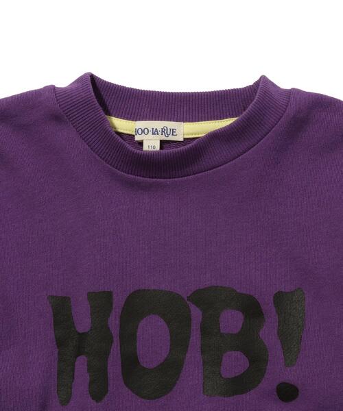 SHOO・LA・RUE(シューラルー)の「◆【100-130cm】袖ボーダーレイヤードプルオーバー(スウェット・キッズ・パープル系/ブラック・13/11/12/10)」の7枚目の写真