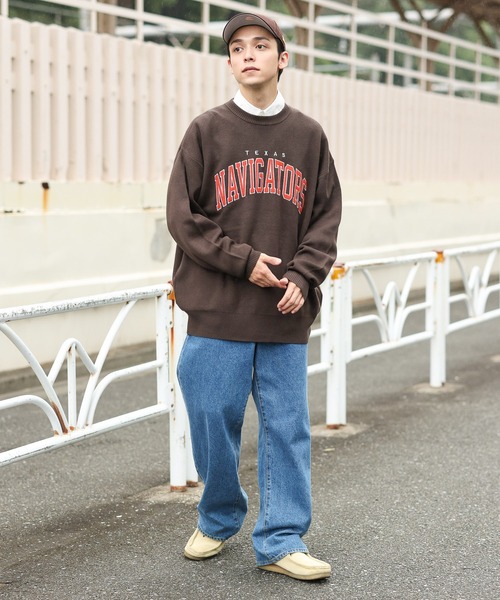 WEGO(ウィゴー)の「WEGO/スウェットライクロゴプルオーバー(ニット/セーター・メンズ・ブラウン/ダークグリーン/アイボリー/マスタード・MEDIUM/LARGE)」の11枚目の写真