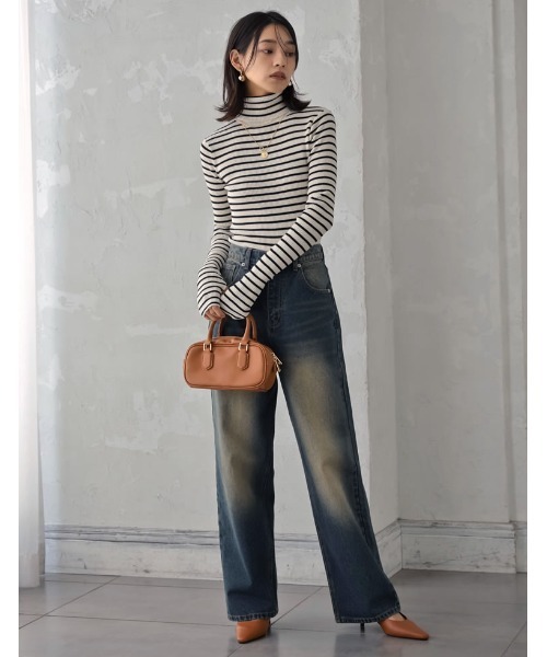 Re:EDIT（リエディ）の「[販売枚数5万枚突破！]指穴リブニットタートルネックトップス（ニット/セーター・レディース・グレー/ブラック/オレンジ/イエロー/ブルー/アイボリー/ラベンダー/ブラック系その他/グリーン/ブラウン/ネイビー系/ネイビー/レッド/キャメル/ライトピンク・MEDIUM/LARGE）」の20枚目の写真